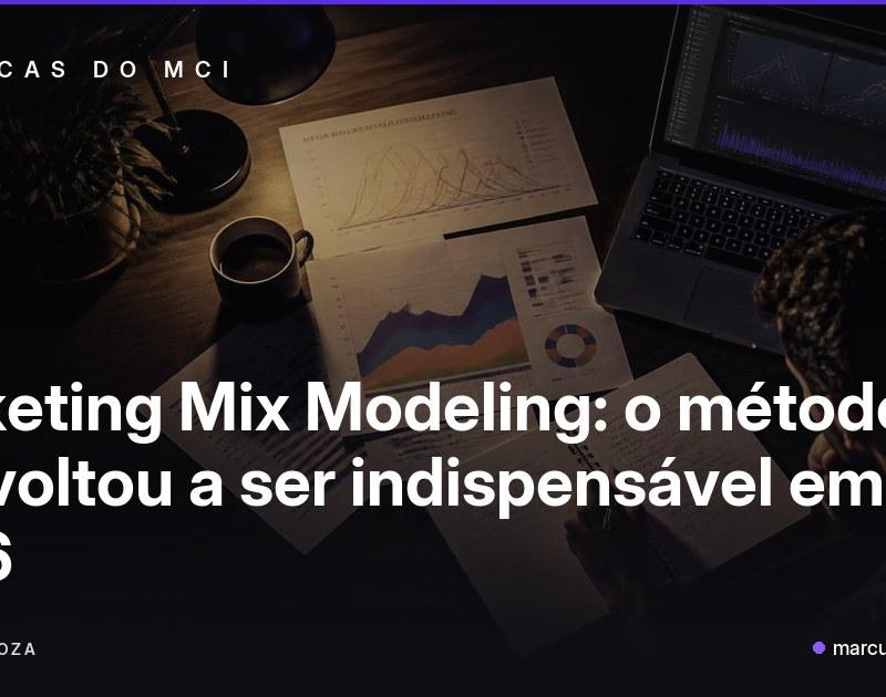 Ilustração editorial com curvas de saturação roxas sobre fundo escuro, representando Marketing Mix Modeling.