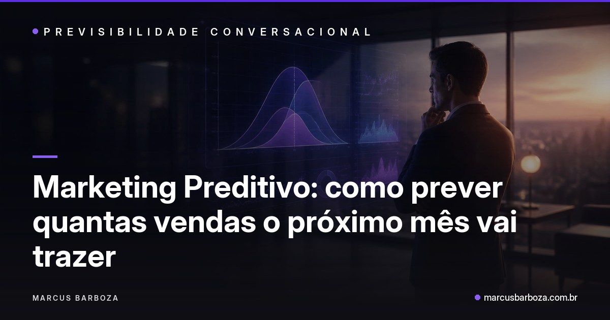 Editorial illustration of Bayesian probability curves in purple over a dark background, representing predictive marketing.